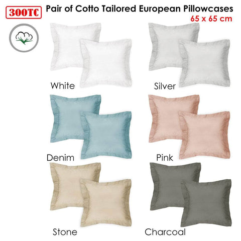Algodon Pair Of 300Tc Cotton European Pillowcases Stone