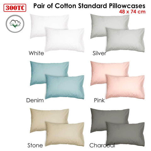 Algodon Pair Of 300Tc Cotton Standard Pillowcases Denim