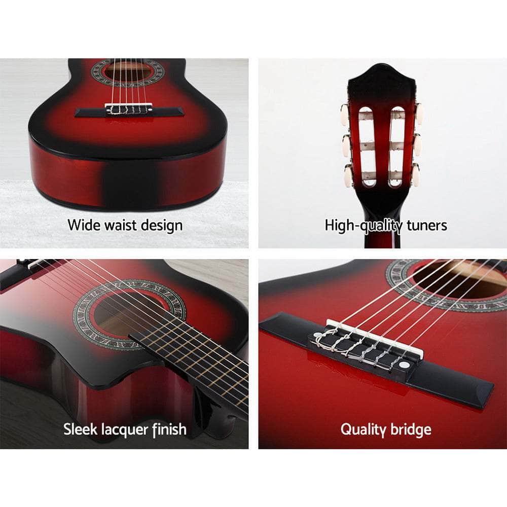 Alpha 34" Inch Guitar Classical Acoustic Cutaway Wooden Ideal Kids Gift Children 1/2 Size