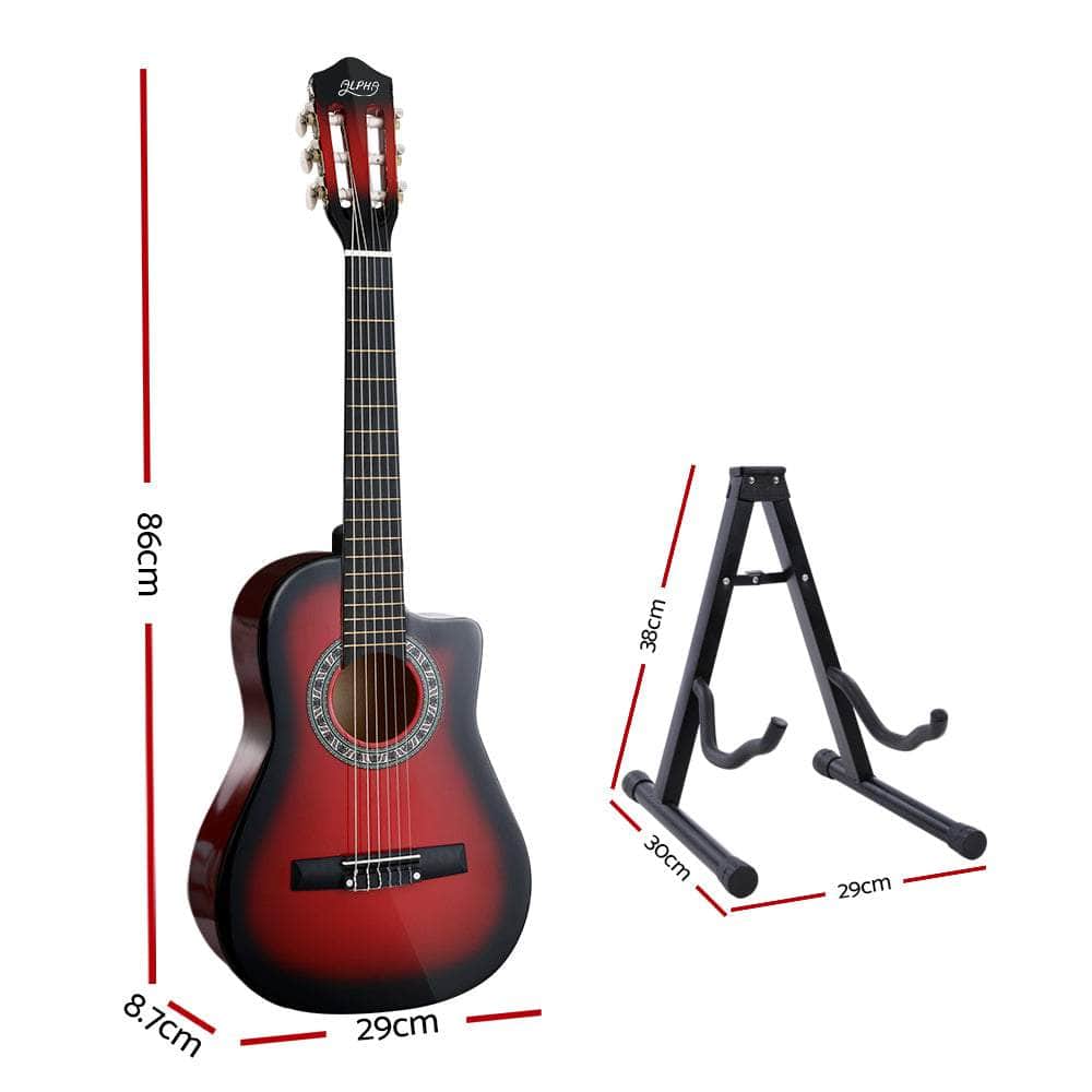 Alpha 34" Inch Guitar Classical Acoustic Cutaway Wooden Ideal Kids Gift Children 1/2 Size  with Capo Tuner