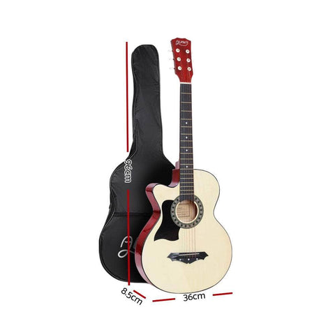 38 Inch Acoustic Guitar Wooden Body Steel String Full Size Left Handed