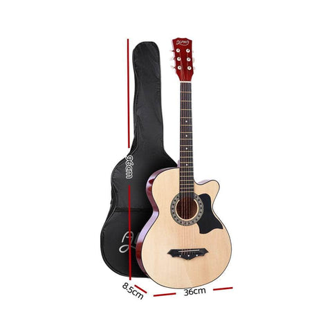 38 Inch Acoustic Guitar Wooden Body Steel String Full Size Cutaway Wood