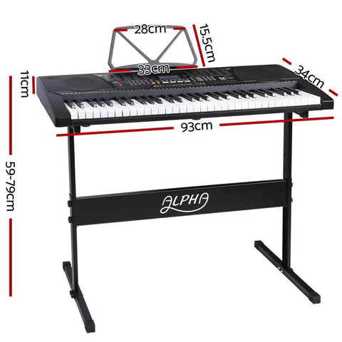 61 Keys Electronic Piano Keyboard Digital Electric W/ Stand Lighted Black