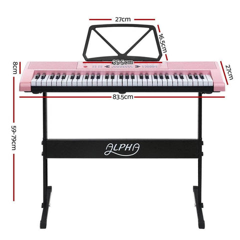 61 Keys Electronic Piano Keyboard Digital Electric W/ Stand Lighted Pink