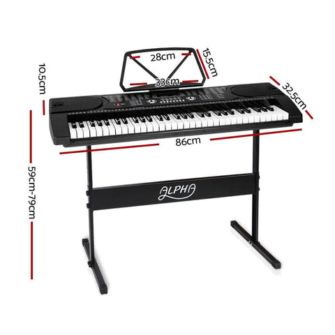 61 Keys Electronic Piano Keyboard Digital Electric W/ Stand Beginner Black