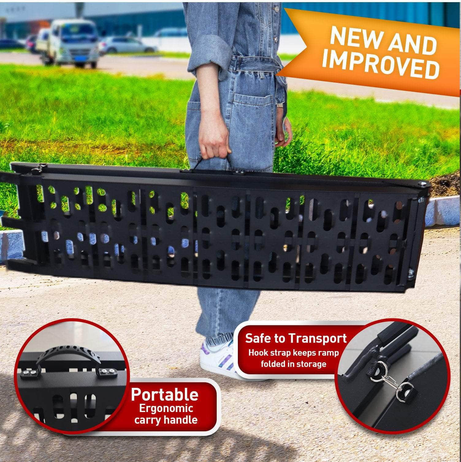 Aluminium ATV Loading Ramp Foldable - Black | Black colour