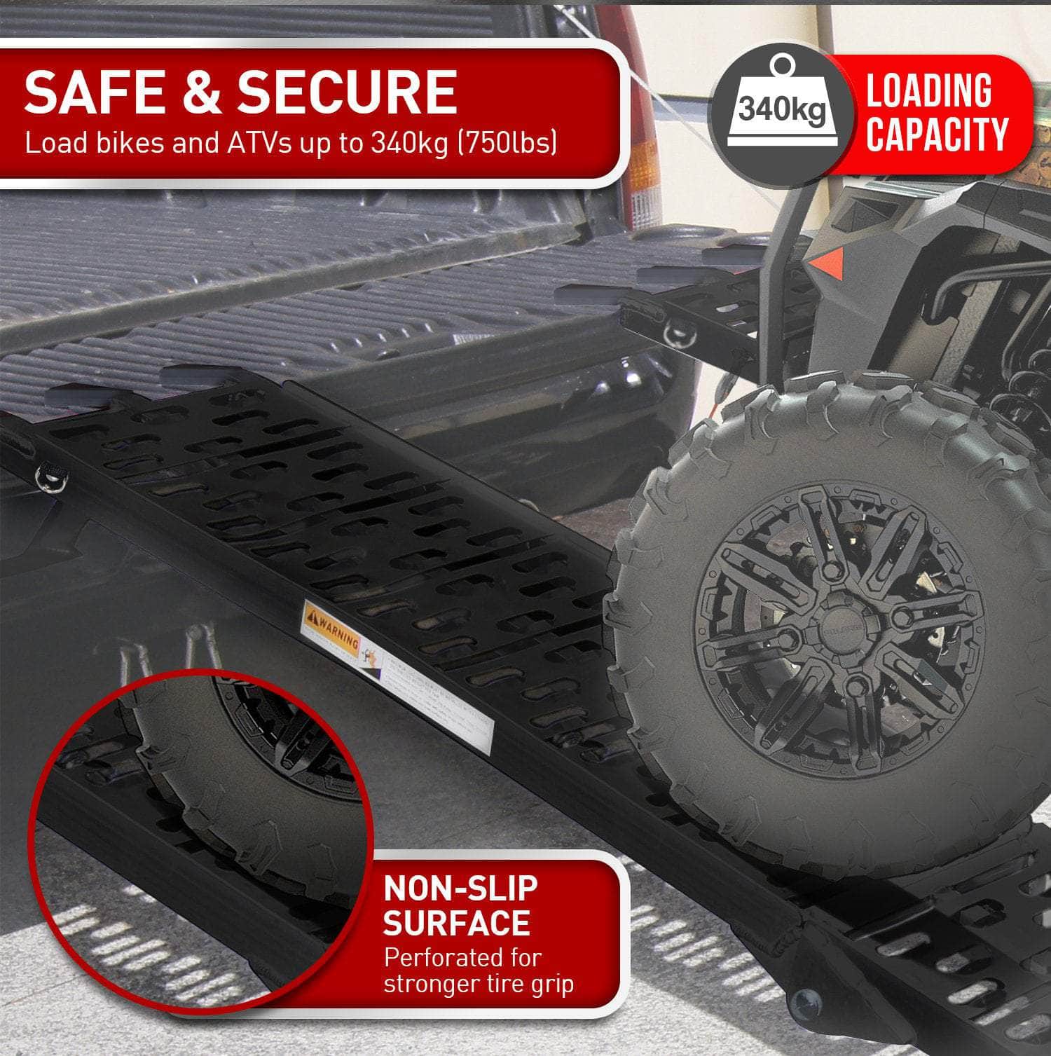 Aluminium ATV Loading Ramp Foldable - Black with Black colour