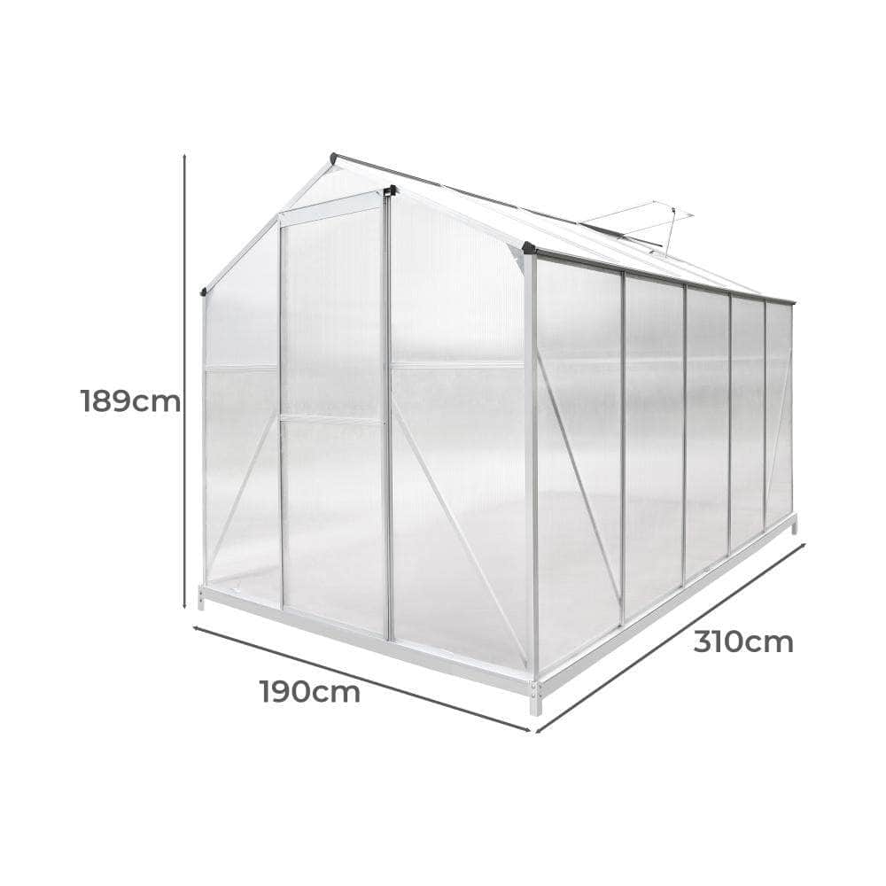 Aluminium Elegance: Polycarbonate Greenhouse Retreat (3.1x1.9M)