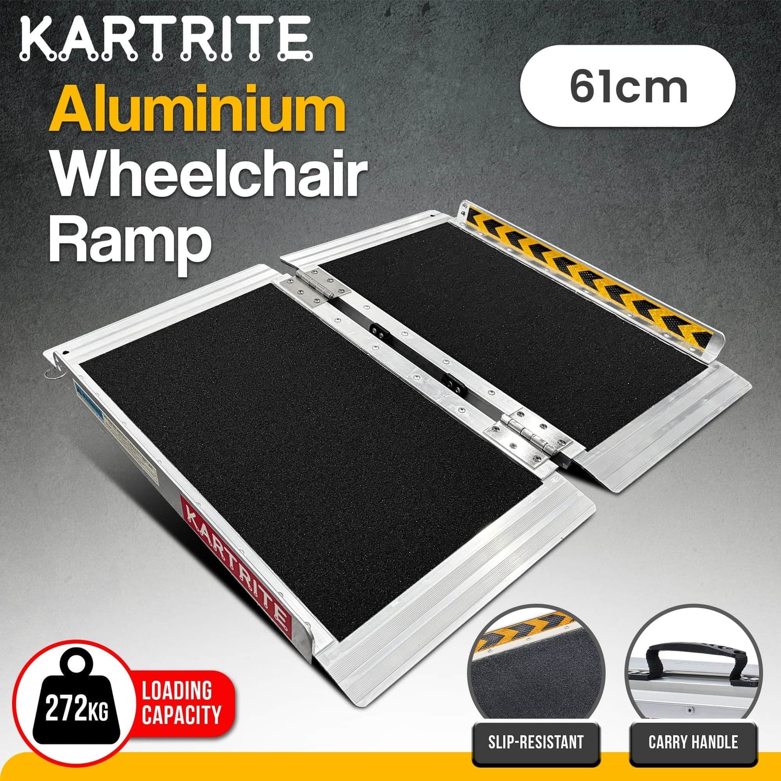 Aluminium Wheelchair Ramp 2FT Mobility Ramp with High Grip Surface Safety Side Rails L - photo 13