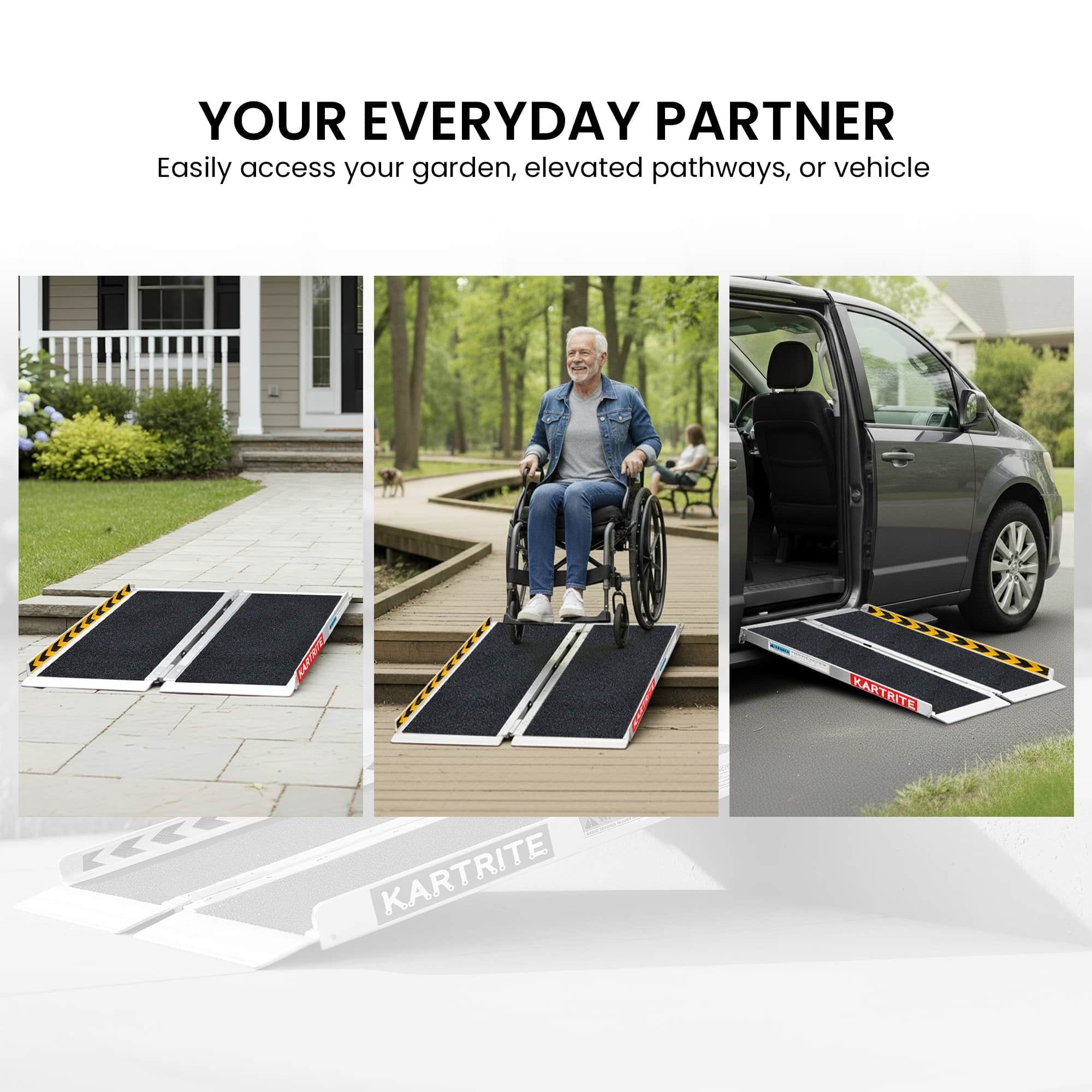 Aluminium Wheelchair Ramp 2FT Mobility Ramp with High Grip Surface Safety Side Rails L