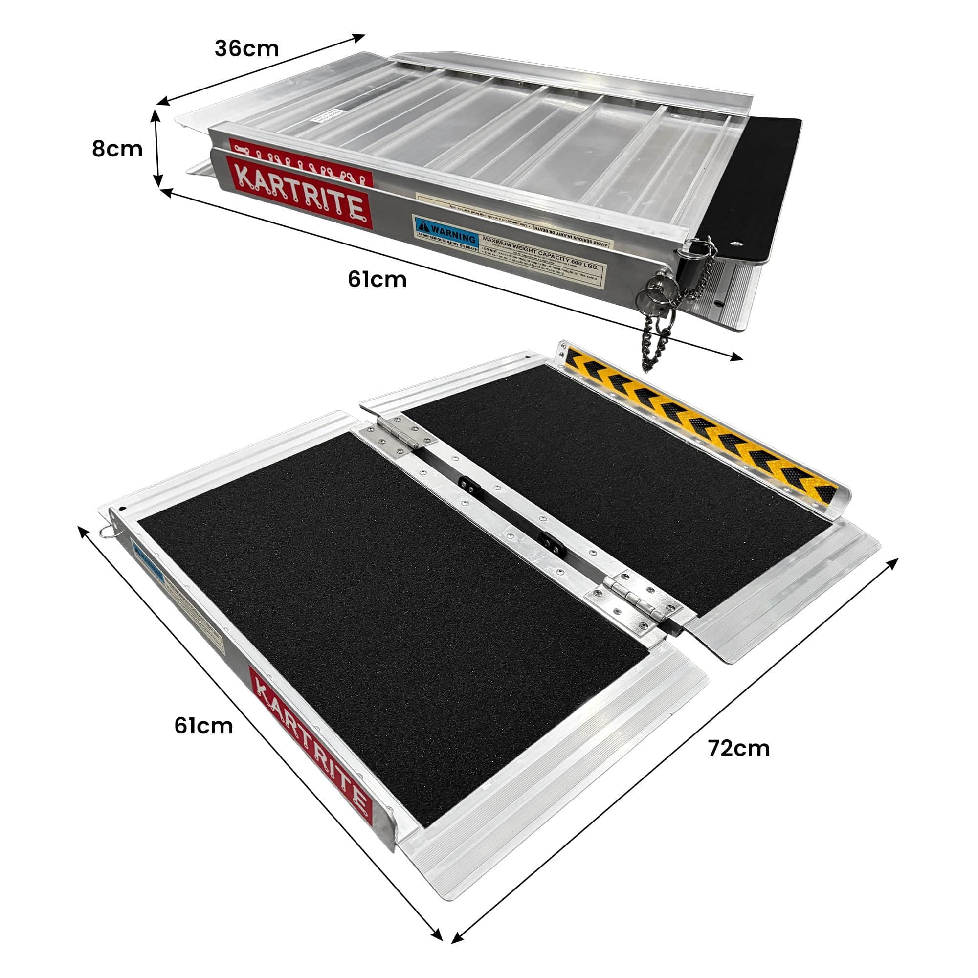 Aluminium Wheelchair Ramp 2FT Mobility Ramp with High Grip Surface Safety Side Rails L