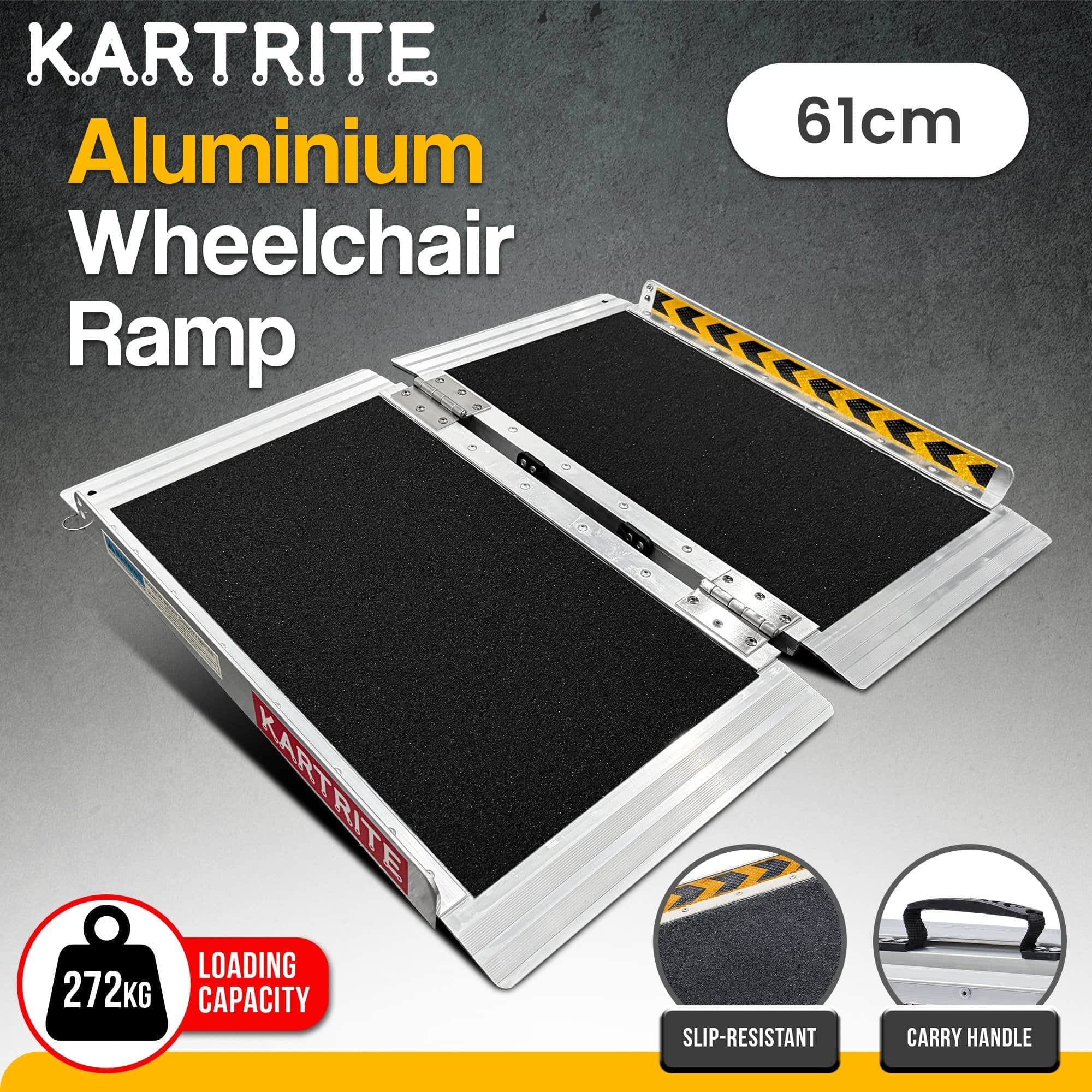 Aluminium Wheelchair Ramp 2FT Mobility Ramp with High Grip Surface Safety Side Rails L - photo 2