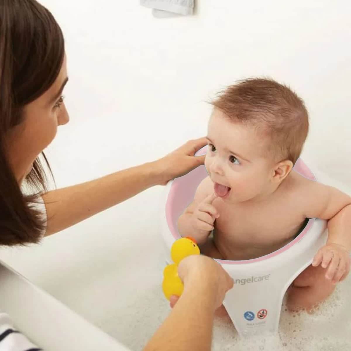 Angelcare AC587 Baby Bath Soft Touch Ring Seat Pink Infant Safety Tub, Pink colour