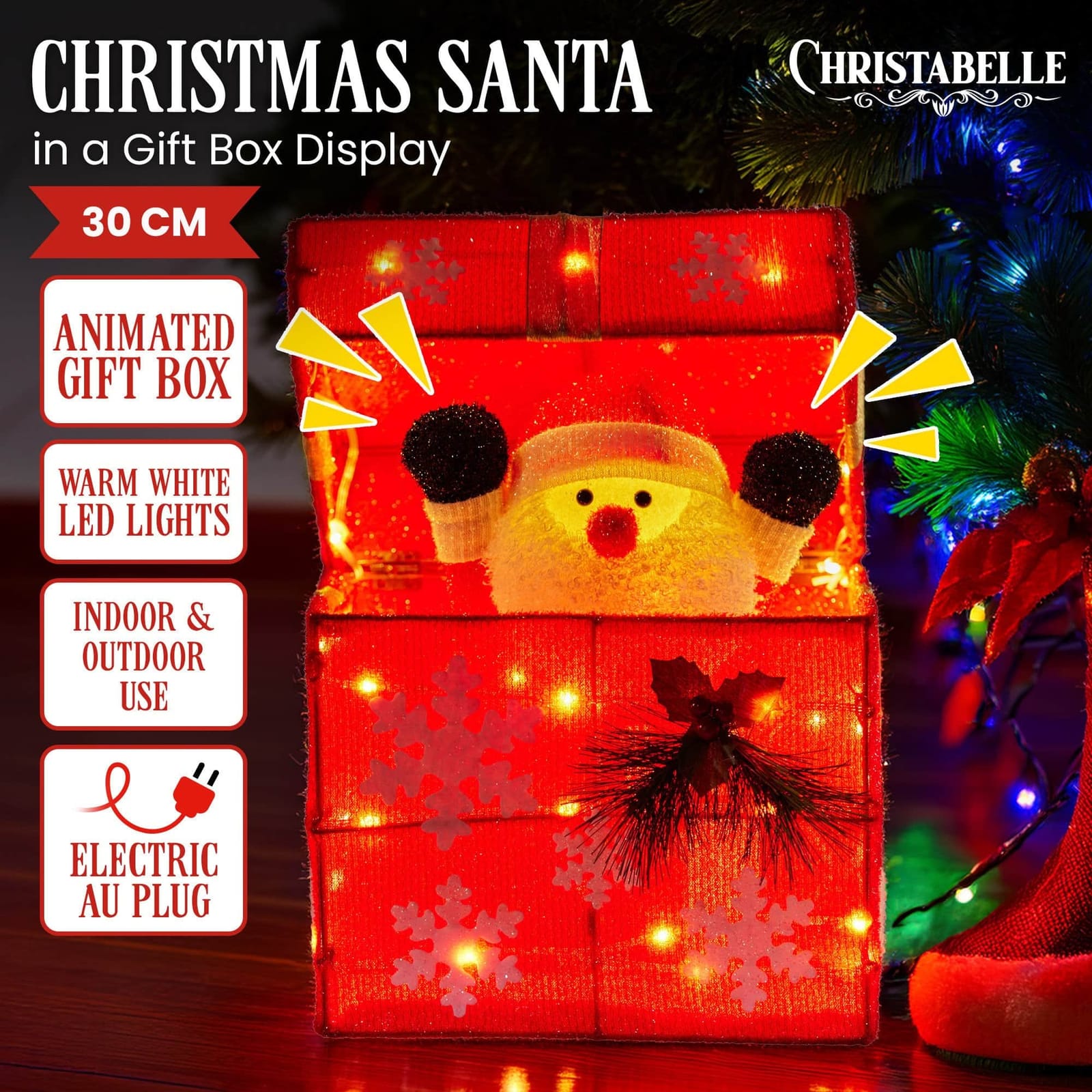 Animated Santa Gift Box LED Christmas Tree Decoration Xmas Ornament - photo 10