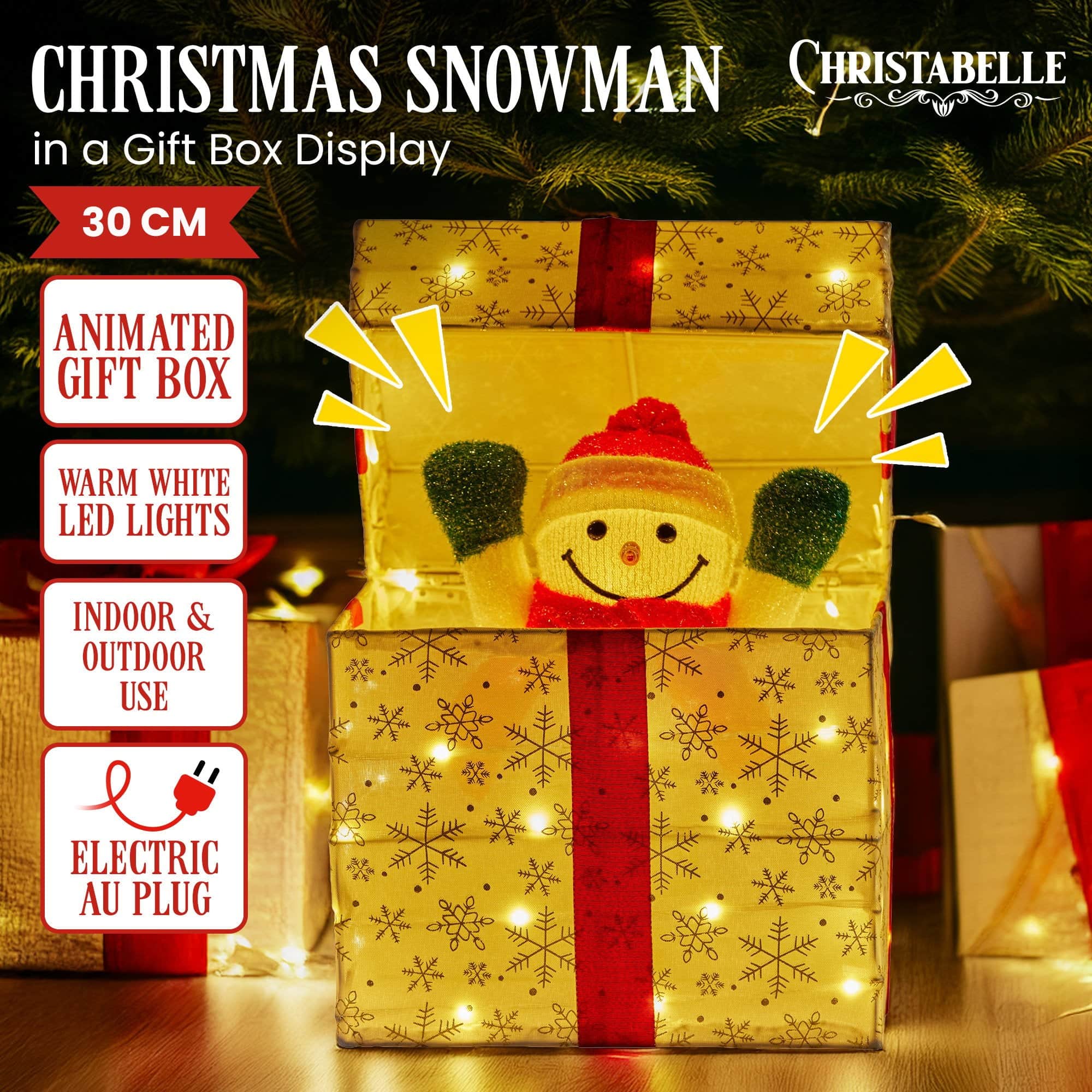 Animated Snowman in a Gift Box LED Christmas Tree Decoration Ornament Lights Xmas - photo 2