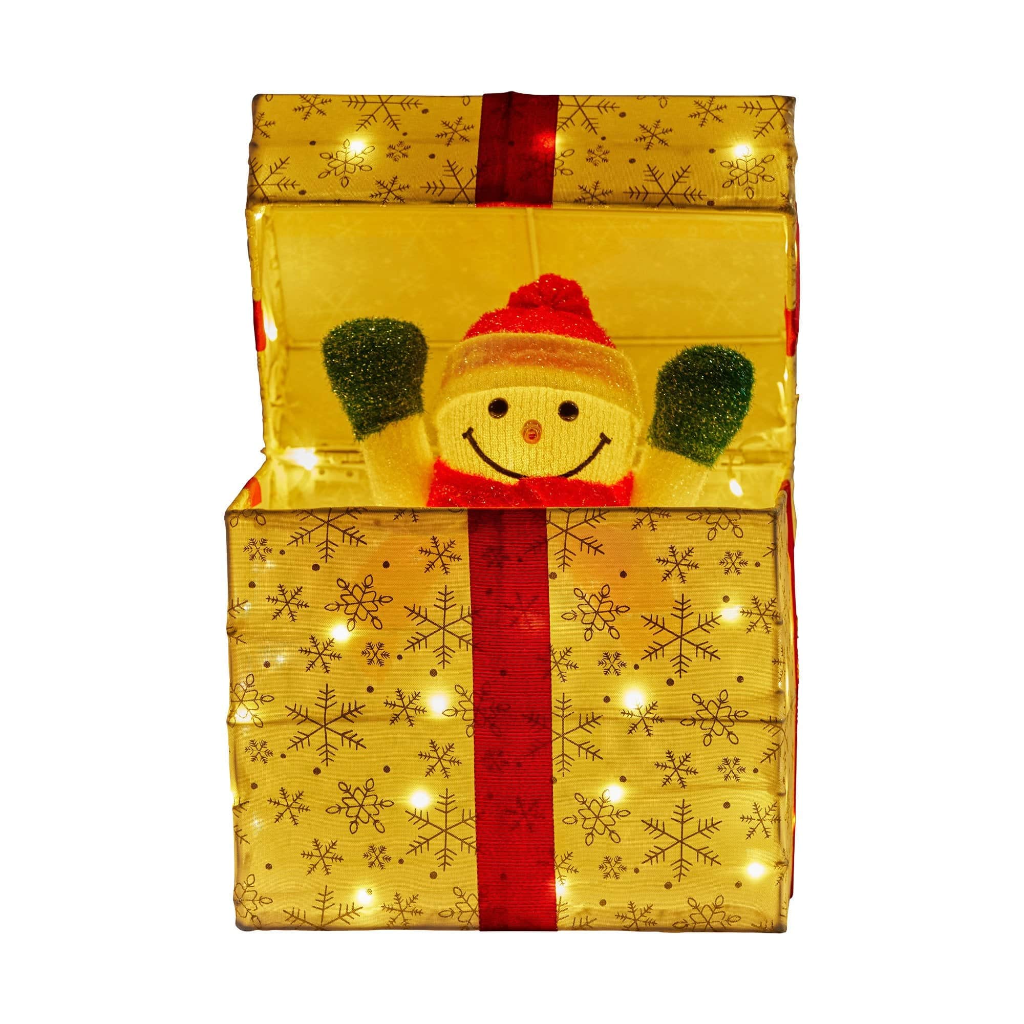 Animated Snowman in a Gift Box LED Christmas Tree Decoration Ornament Lights Xmas
