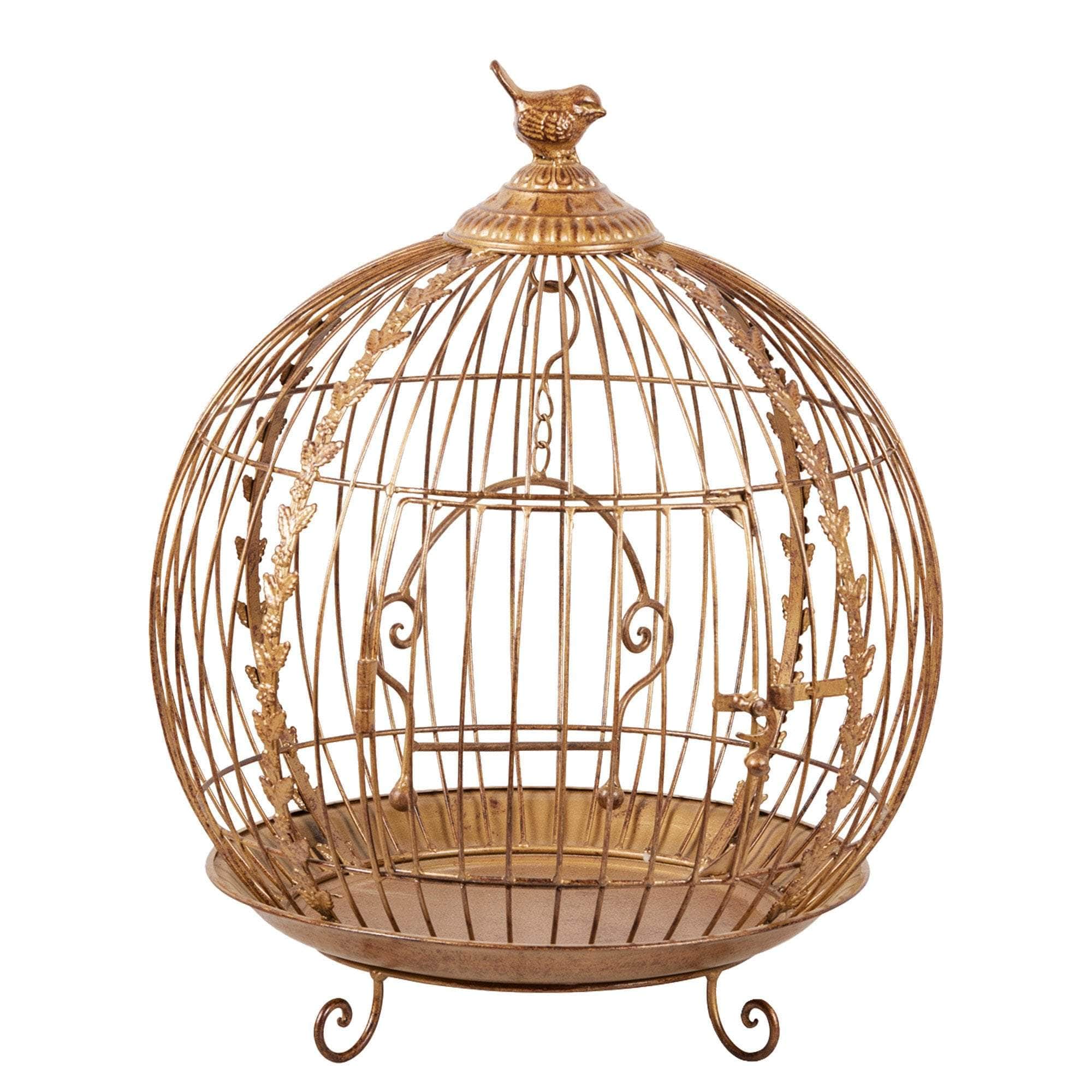 Gold colour - Antique Gold Bird Cage Display Metal Christmas Decor
