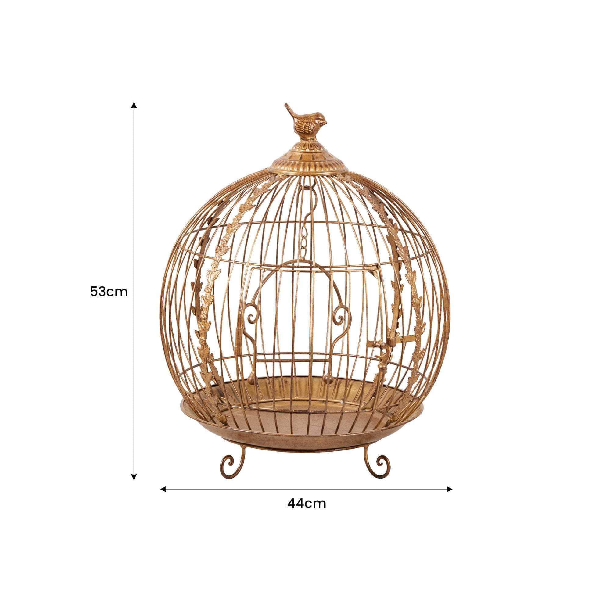 living other - Antique Gold Bird Cage Display Metal Christmas Decor