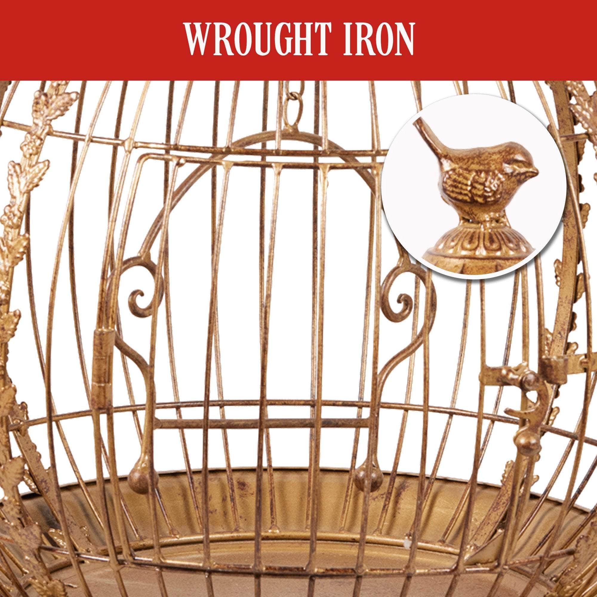 Antique Gold Bird Cage Display Metal Christmas Decor | living other