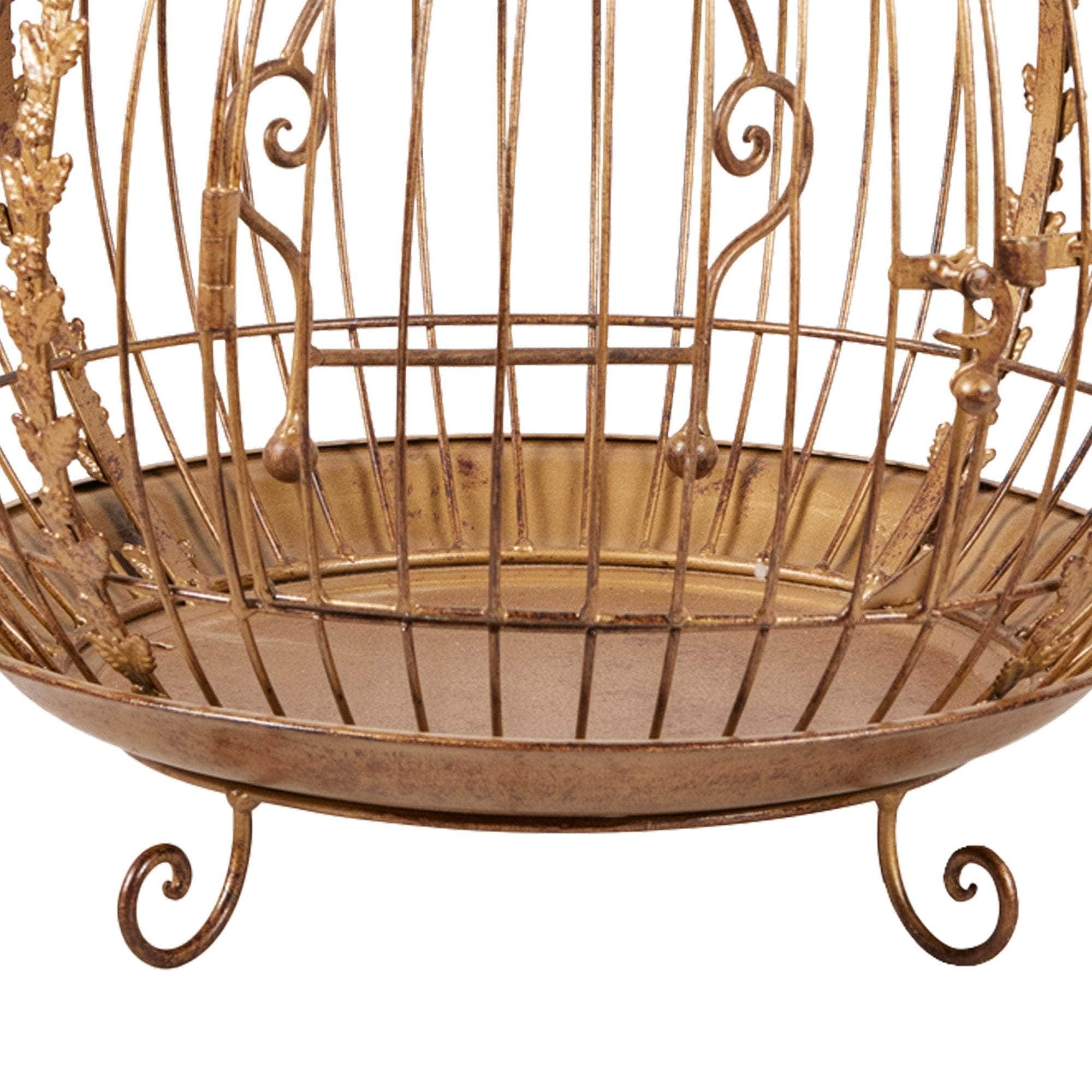 Antique Gold Bird Cage Display Metal Christmas Decor | Metal finish