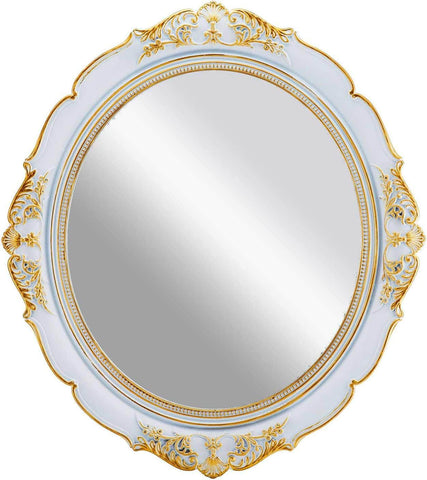 Antique Vintage Hanging Wall Mirror For Bedroom And Livingroom (White)