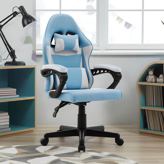 Kids Study Gaming Chair Black & White Adjustable Office