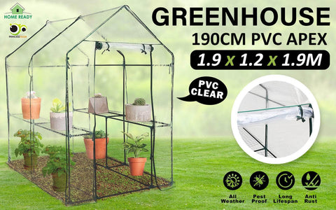 Apex 1.9X1.2X1.9M Garden Greenhouse Walk-In Shed Pvc