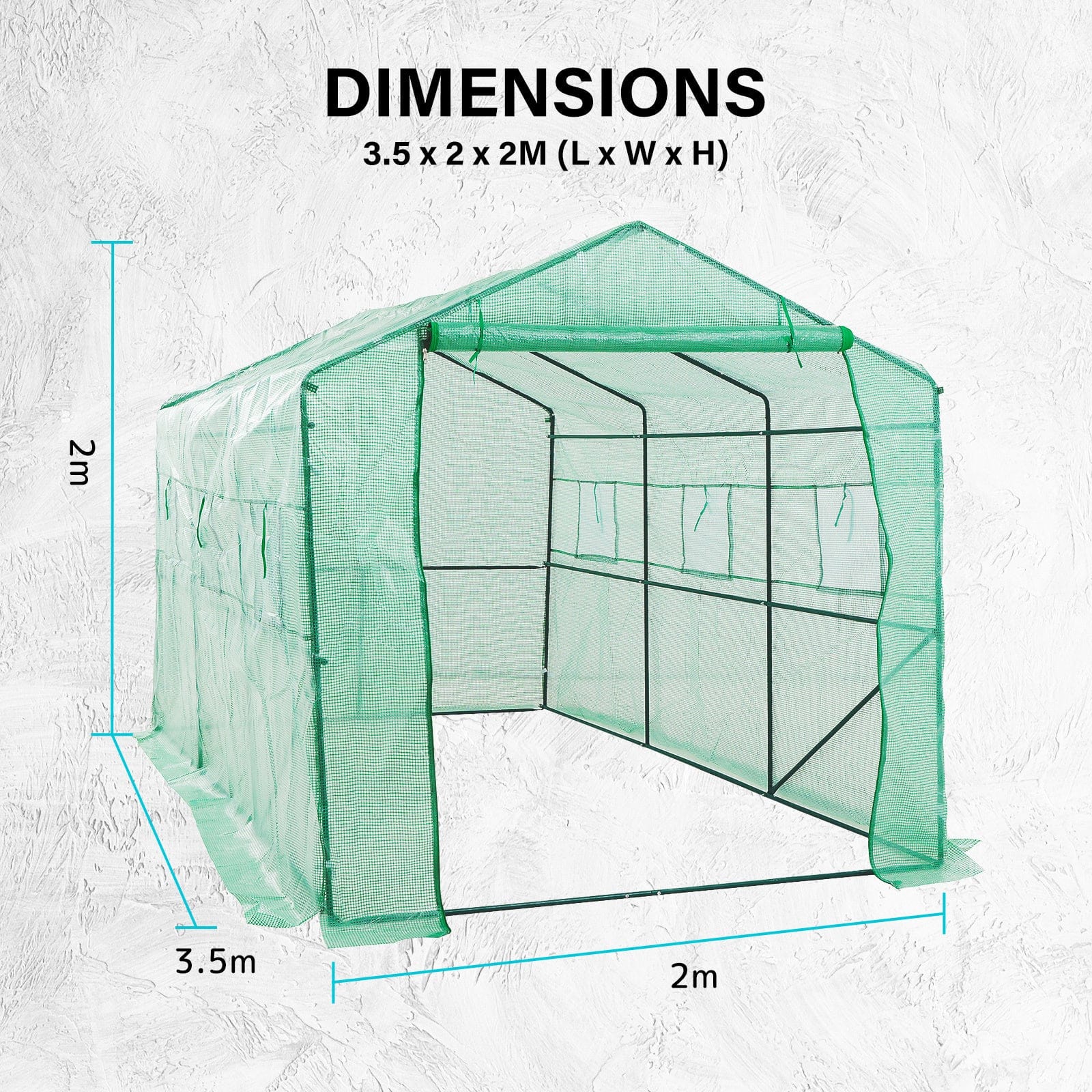 Garden Greenhouse Walk-In Shed 3.5x2x2M PE Apex with Greenhouses & Accessories - photo 18