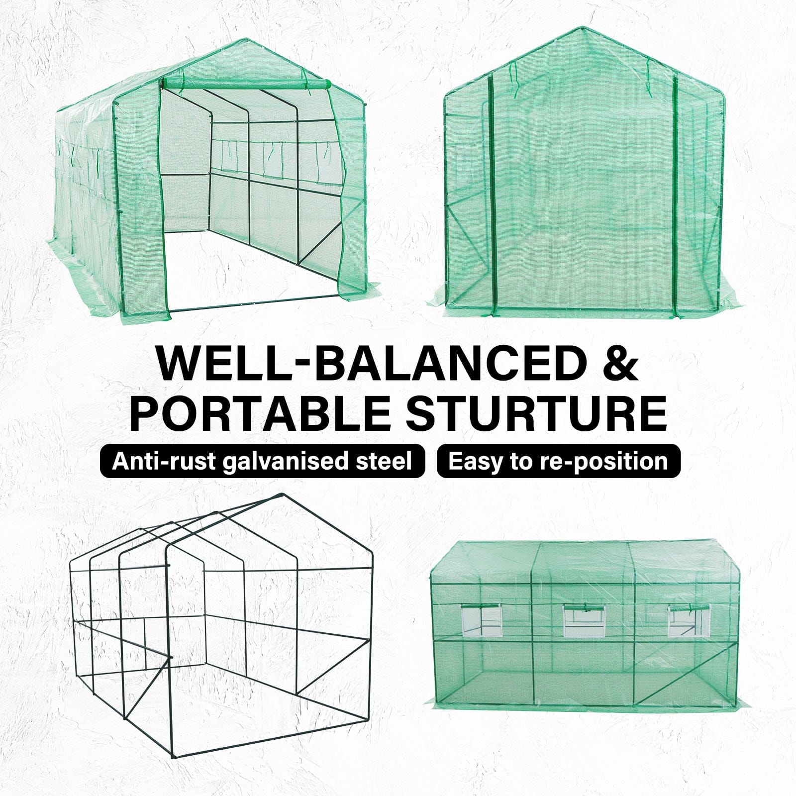 Garden Greenhouse Walk-In Shed 3.5x2x2M PE Apex - Greenhouses & Accessories - photo 14