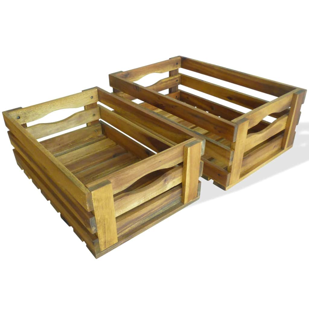Apple Crates 2 pcs Solid Acacia Wood - Simple deals