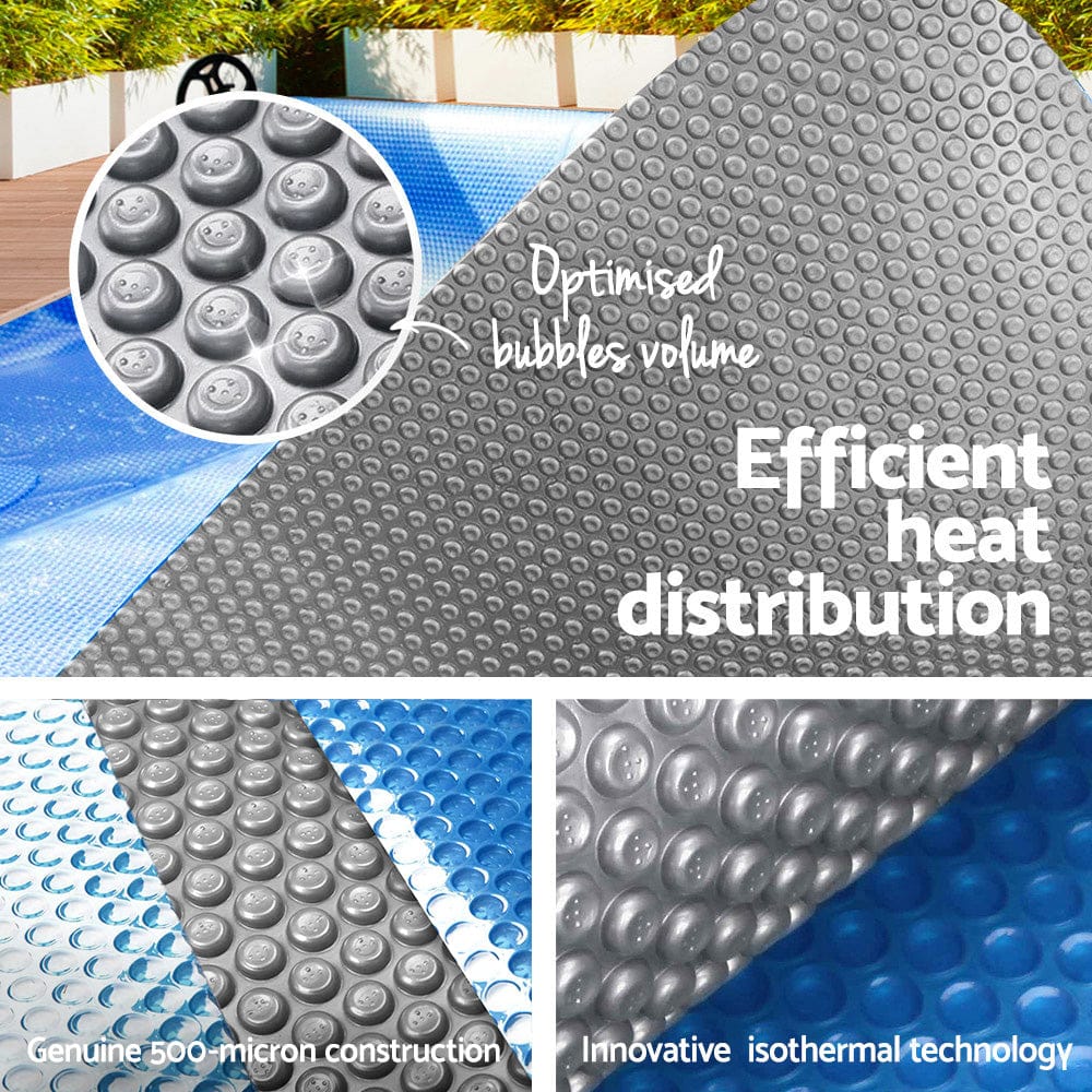Aquabuddy Pool Cover 500 Micron 7x4m Swimming Pool Solar Blanket Blue Silver - Pool Covers & Accessories