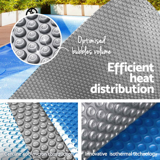 Aquabuddy 8x4.2m Pool Cover 400 Micron Solar Blanket Blue Silver - Pool Covers & Accessories