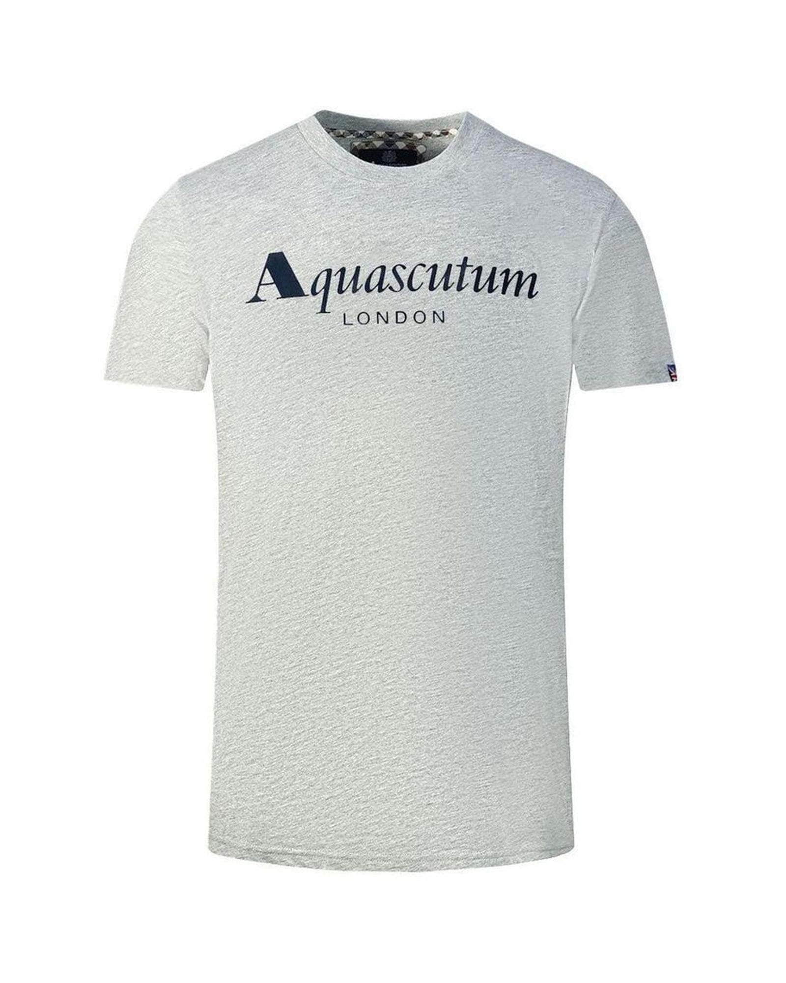 Aquascutum Men'S Midnight Blue/White/Grey Cotton Tee Shirt