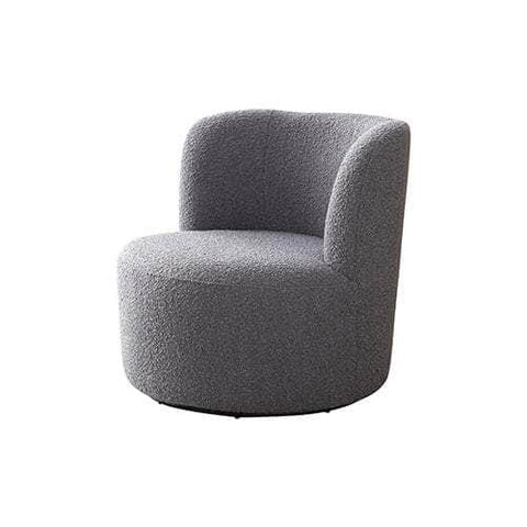 Dark Grey Fabric Upholstered Arm Chair With Rotating Metal Base