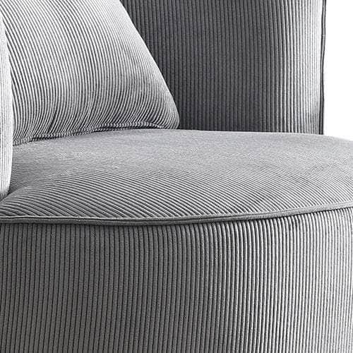 Arm Chair Grey Fabric Upholstery Stripe Design Wooden Metal