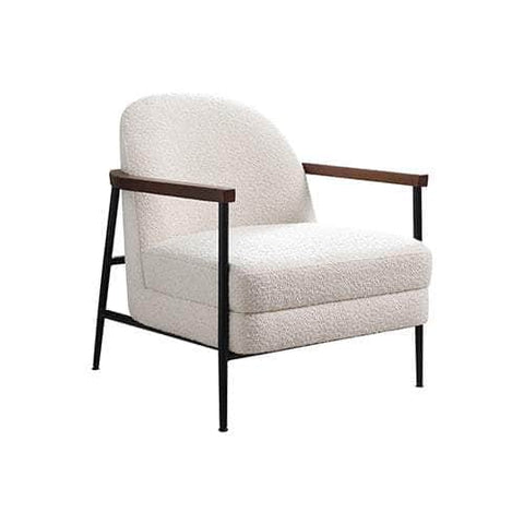 Polyester Upholstered Arm Chair With Black Metal Legs