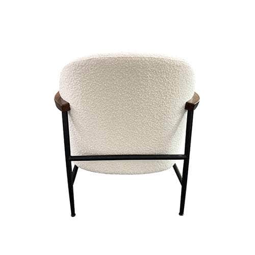 Arm Chair Polyester Fabric Upholstery Wooden Solid Foam Black Metal Legs