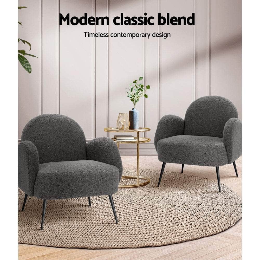 Armchair Boucle Charcoal Hanes