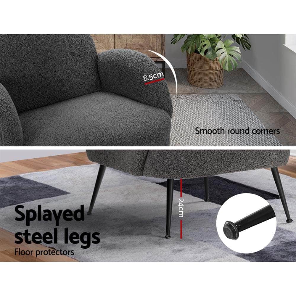 Armchair Boucle Charcoal Hanes