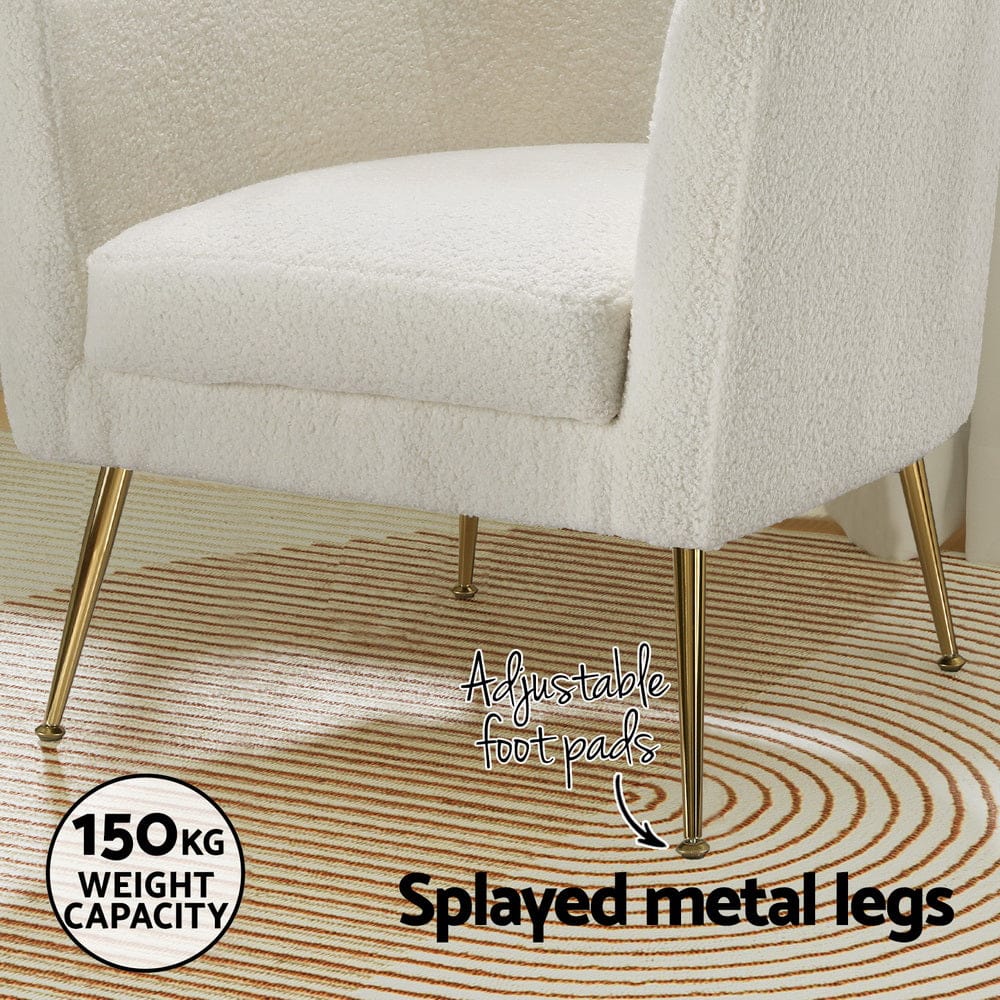 Armchair Boucle Fabric White Yoli | Fabric finish