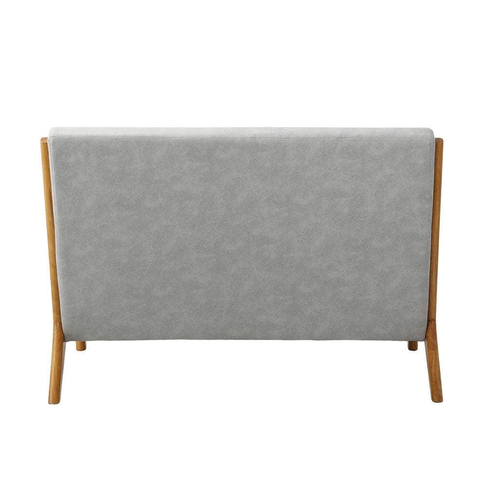 Armchair Lounge Chair 2 Seater Accent Couch Sofa Fabric Grey Pillows