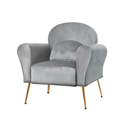 Armchair Lounge Chair Accent Armchairs Chairs Sofa Grey Velvet Cushion