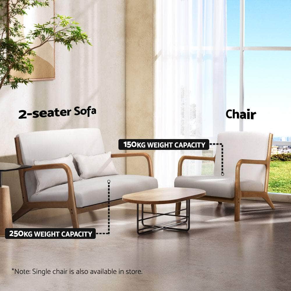 Armchair Lounge Chair Accent Armchairs Couch Sofa Loveseat Beige Wood