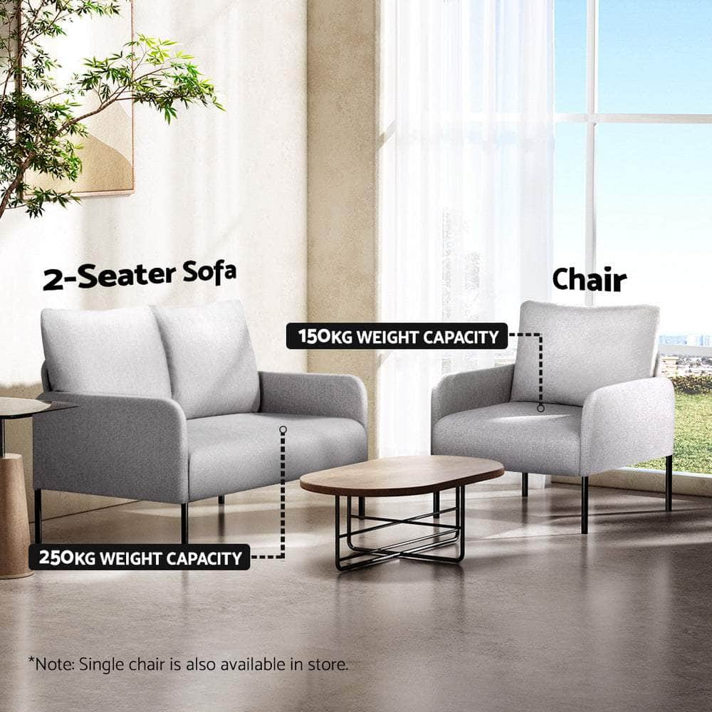 Armchair Lounge Chair Accent Chair Single Sofa Grey Linen Fabric