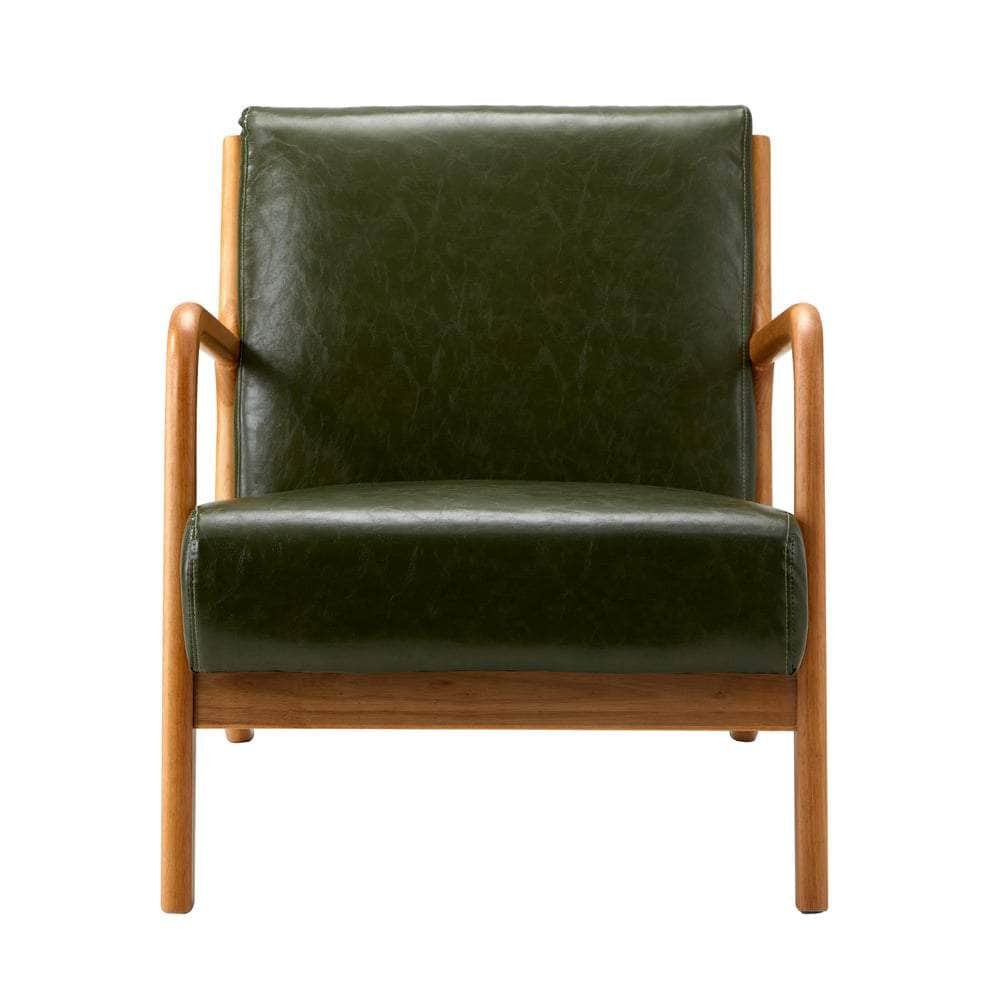 Armchair Lounge Chair Couches Sofa Wood PU Green
