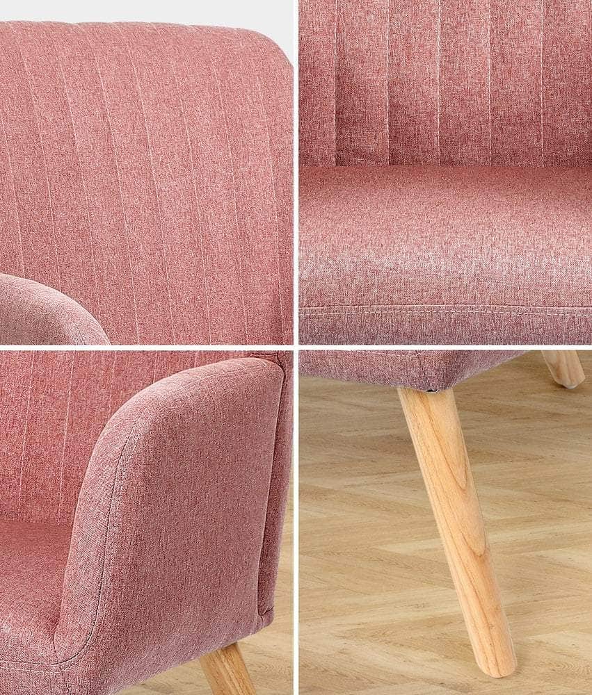 Armchair Lounge Sofa Chair Fabric Couches Pink