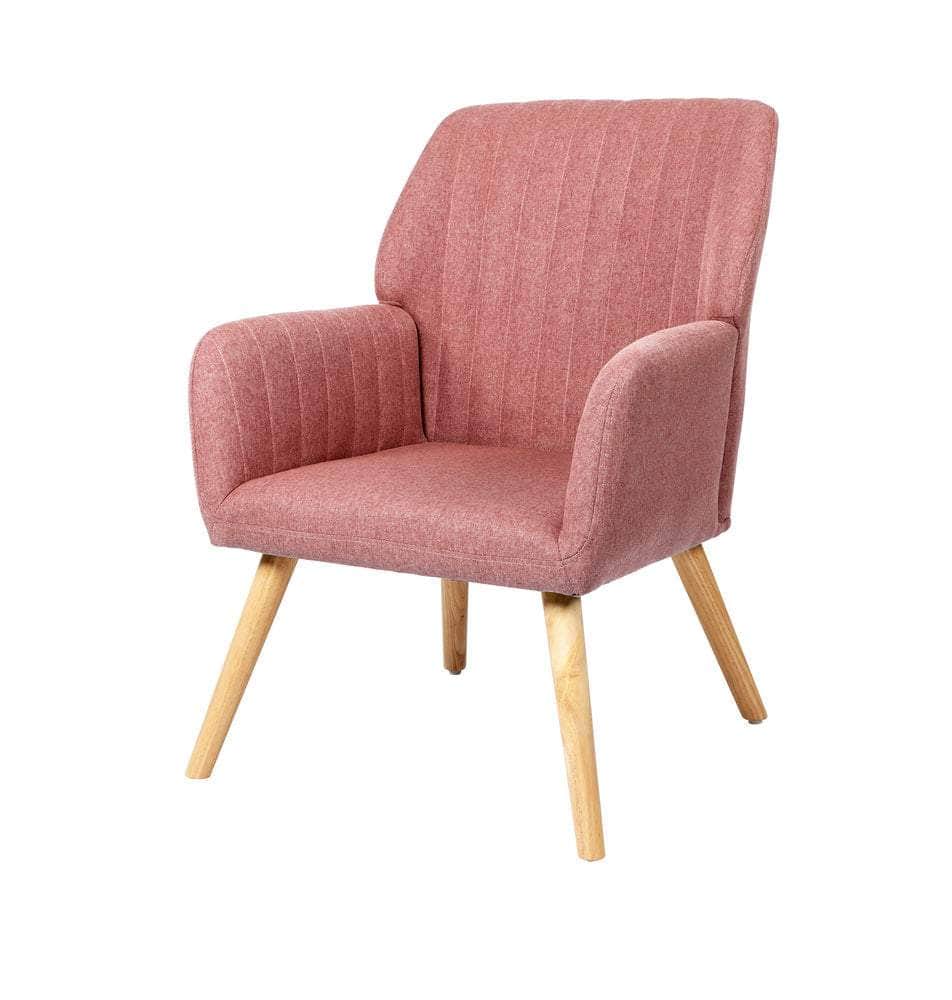 Armchair Lounge Sofa Chair Fabric Couches Pink