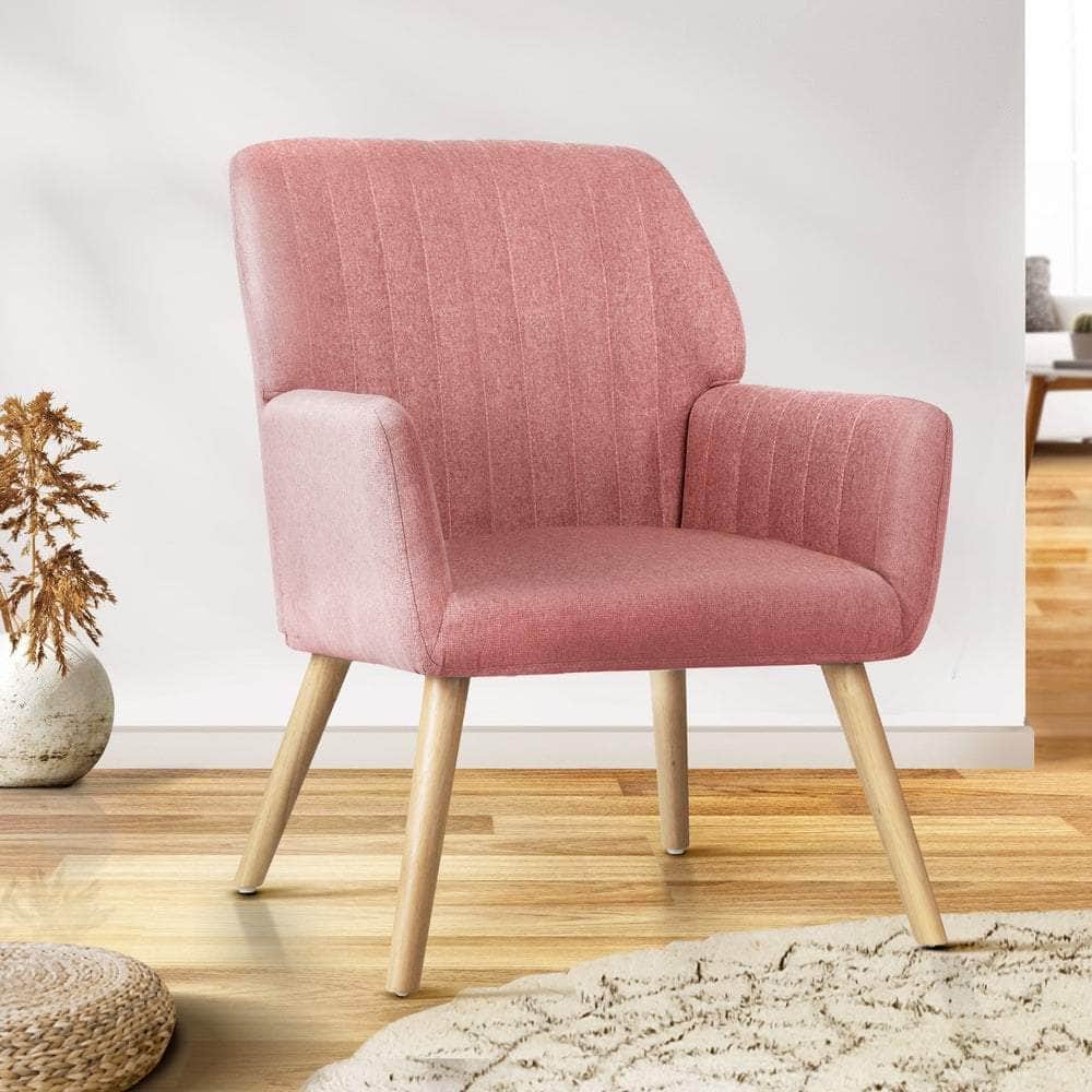 Armchair Lounge Sofa Chair Fabric Couches Pink