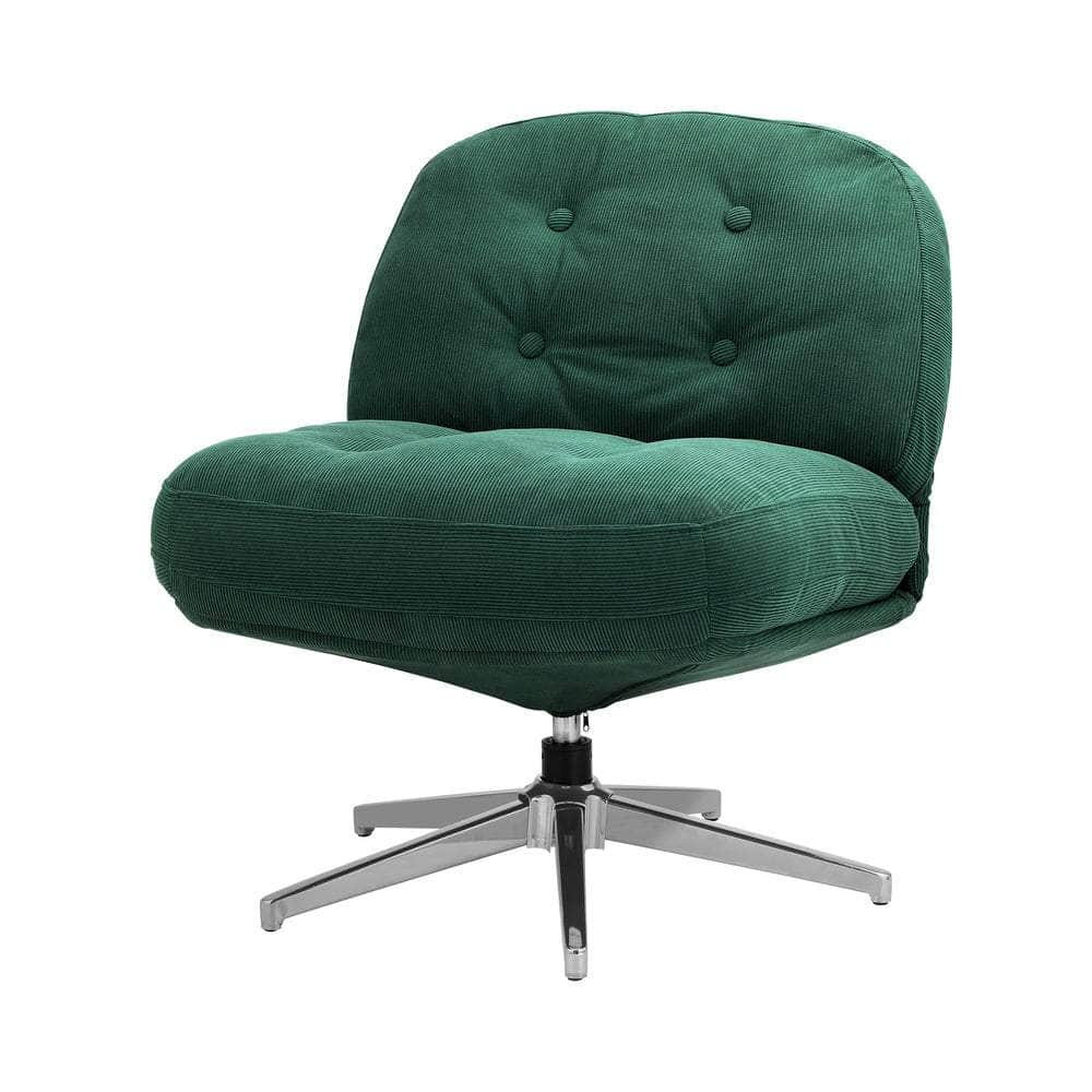 Armchair Swivel Lounge Chair Padded Polyester Black/Green/Boucle White