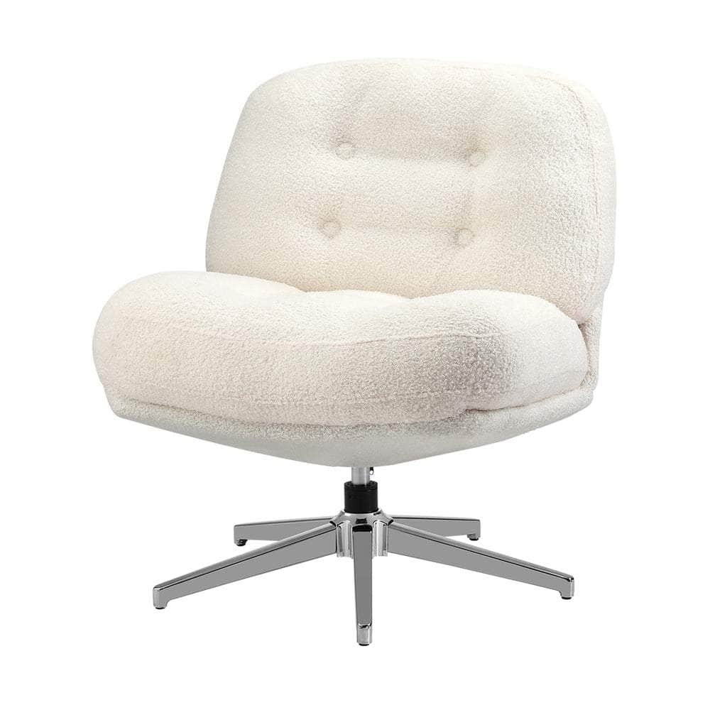 Armchair Swivel Lounge Chair Padded Polyester Black/Green/Boucle White